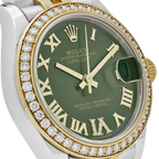 Lady-Datejust 31mm 278383RBR Yellow Gold Stainless Steel Green Roman Dial Diamond Bezel
