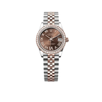 Lady-Datejust 31mm 278381RBR Stainless Steel Rose Gold Brown Roman Numerals Diamond Dial Diamond Bezel Jubilee