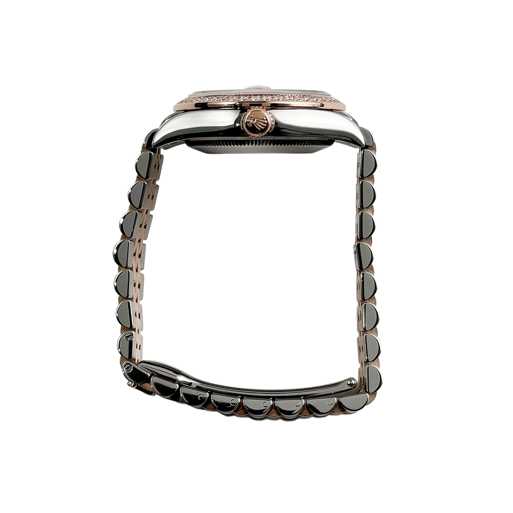 Lady-Datejust 31mm 278381RBR Stainless Steel Rose Gold Brown Roman Numerals Diamond Dial Diamond Bezel Jubilee