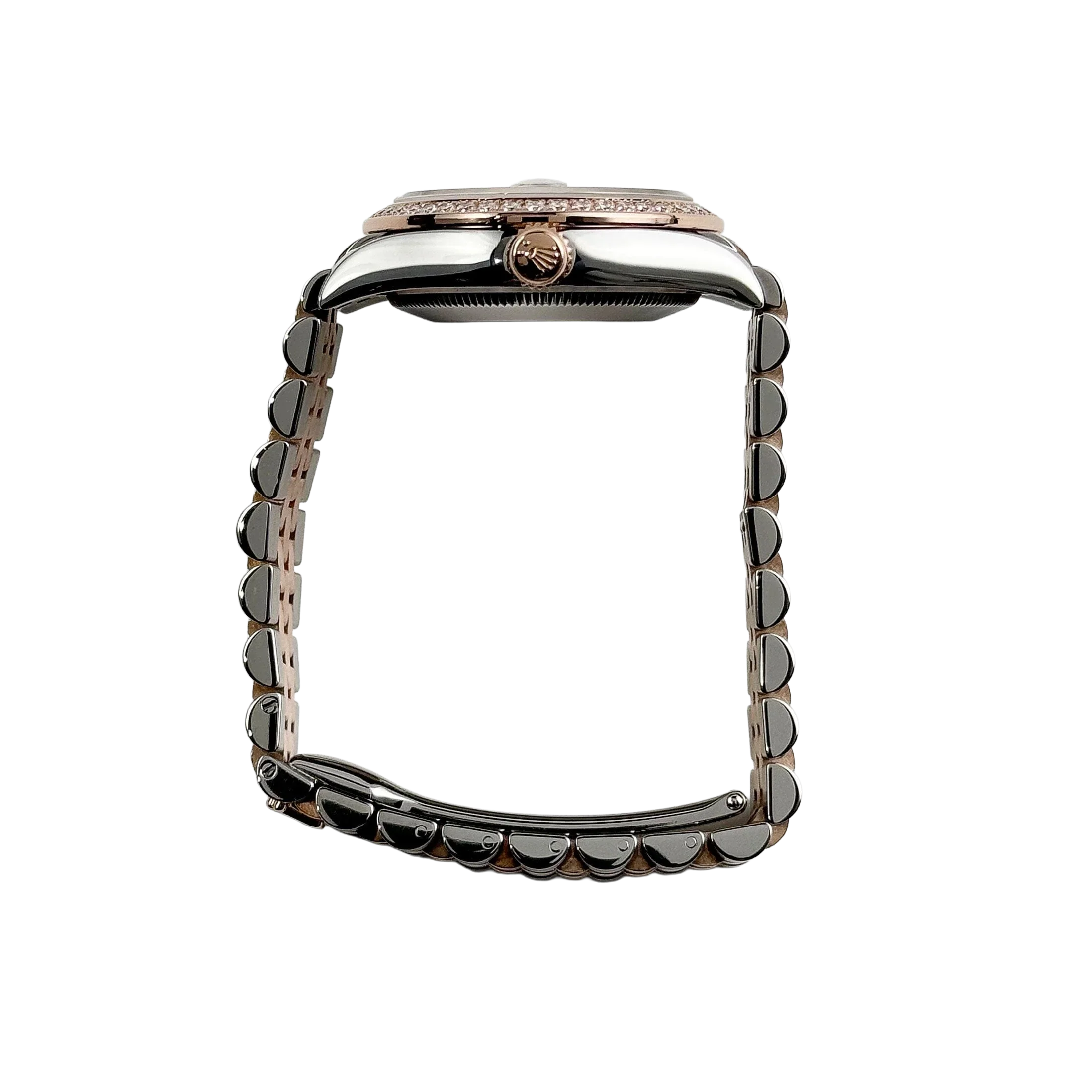 Lady-Datejust 31mm 278381RBR Stainless Steel Rose Gold Brown Roman Numerals Diamond Dial Diamond Bezel Jubilee