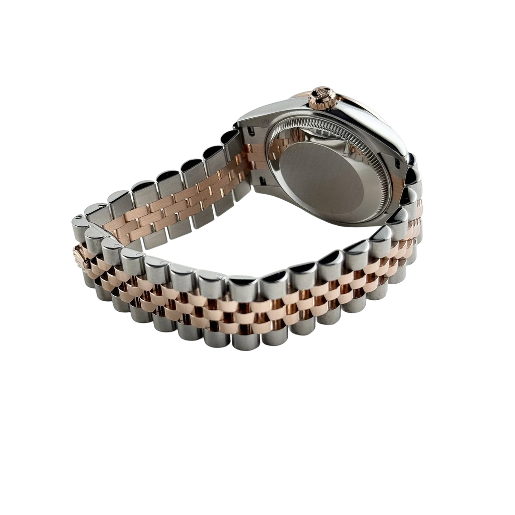 Lady-Datejust 31mm 278381RBR Stainless Steel Rose Gold Brown Roman Numerals Diamond Dial Diamond Bezel Jubilee