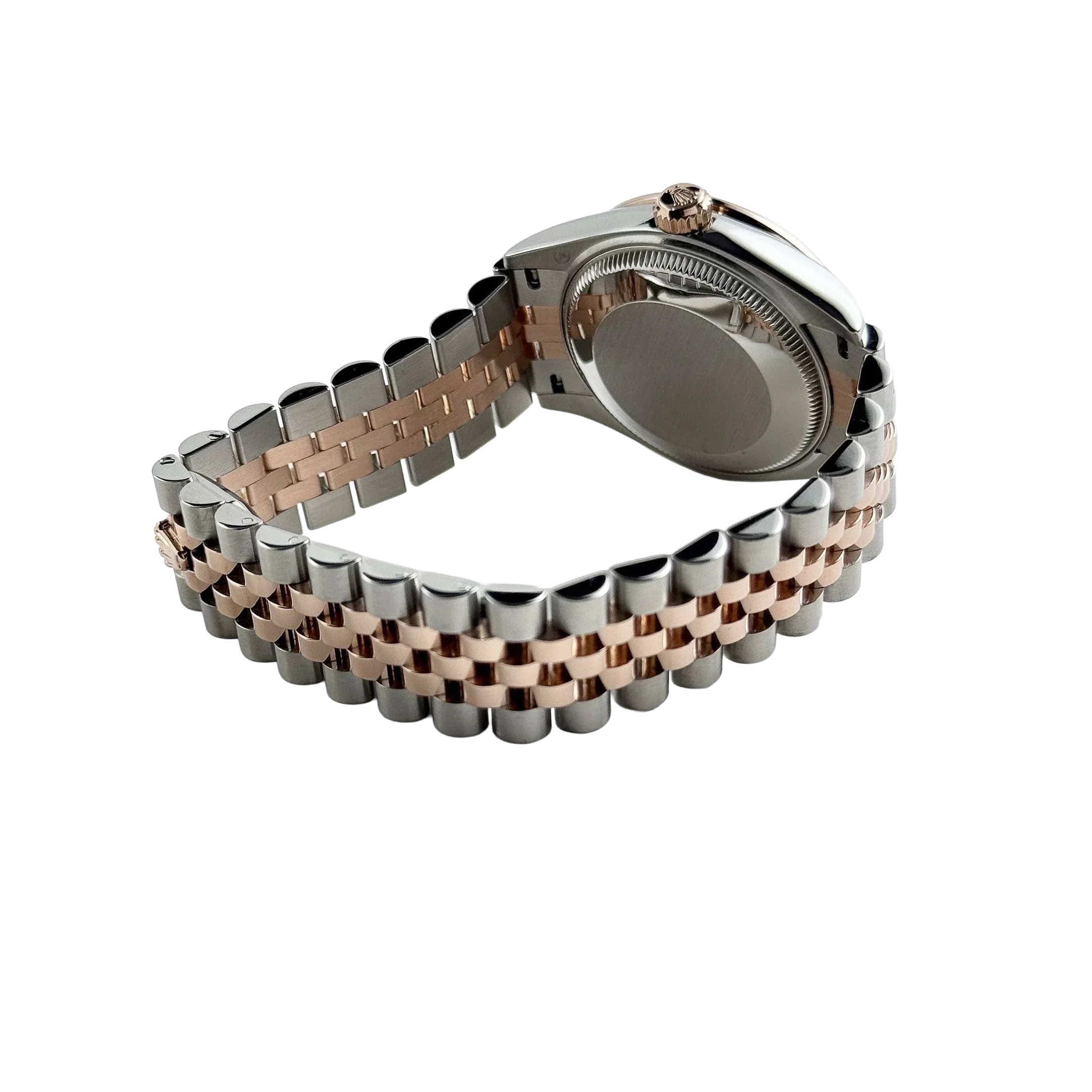 Lady-Datejust 31mm 278381RBR Stainless Steel Rose Gold Brown Roman Numerals Diamond Dial Diamond Bezel Jubilee