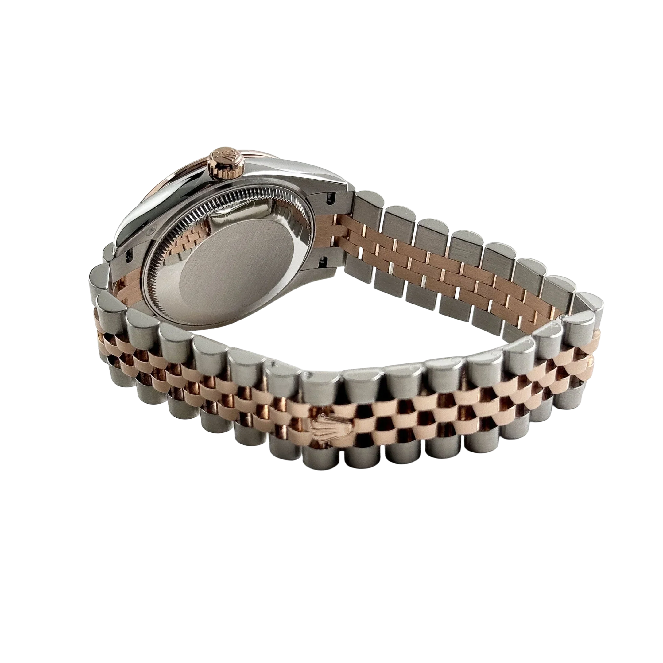 Lady-Datejust 31mm 278381RBR Stainless Steel Rose Gold Brown Roman Numerals Diamond Dial Diamond Bezel Jubilee