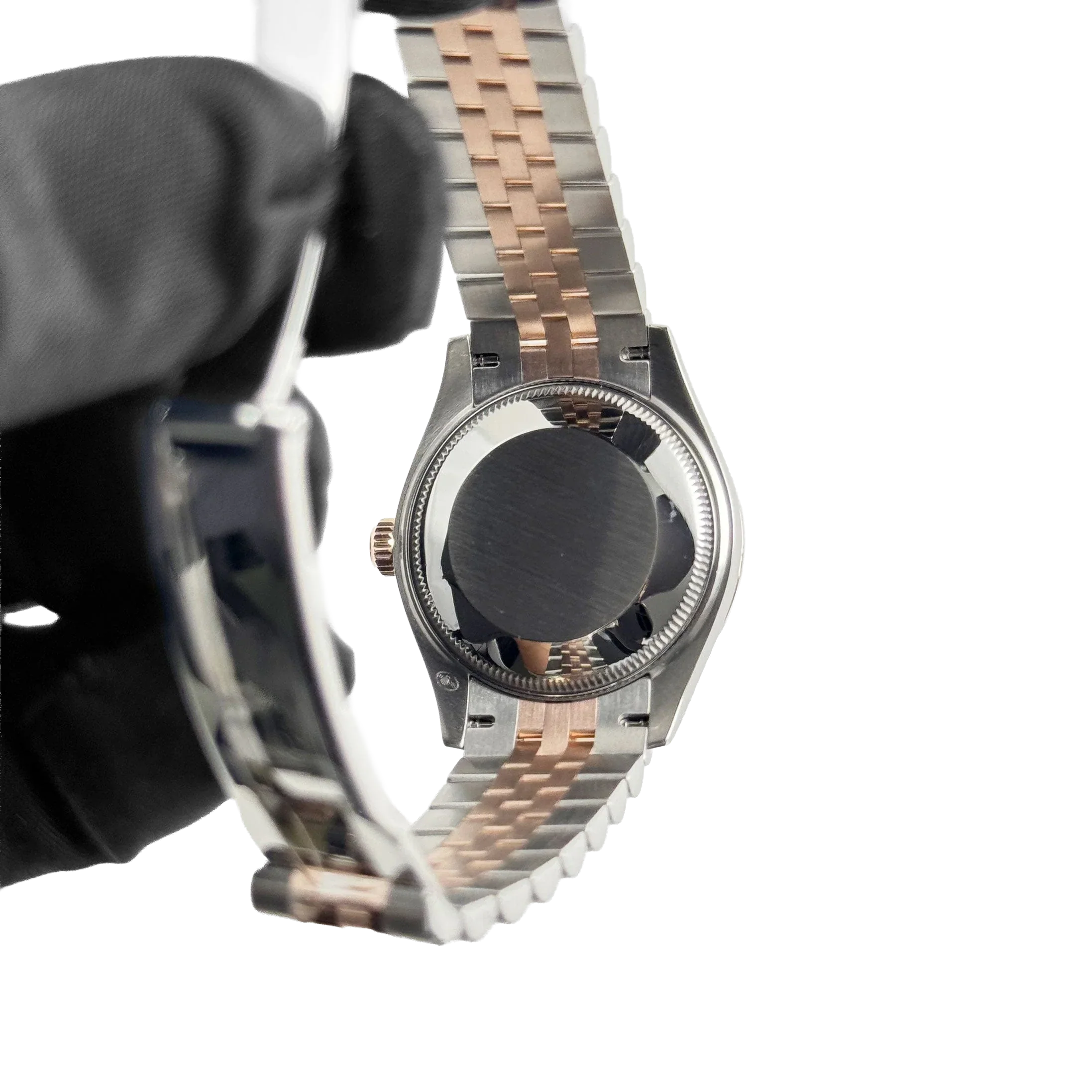 Lady-Datejust 31mm 278381RBR Stainless Steel Rose Gold Brown Roman Numerals Diamond Dial Diamond Bezel Jubilee