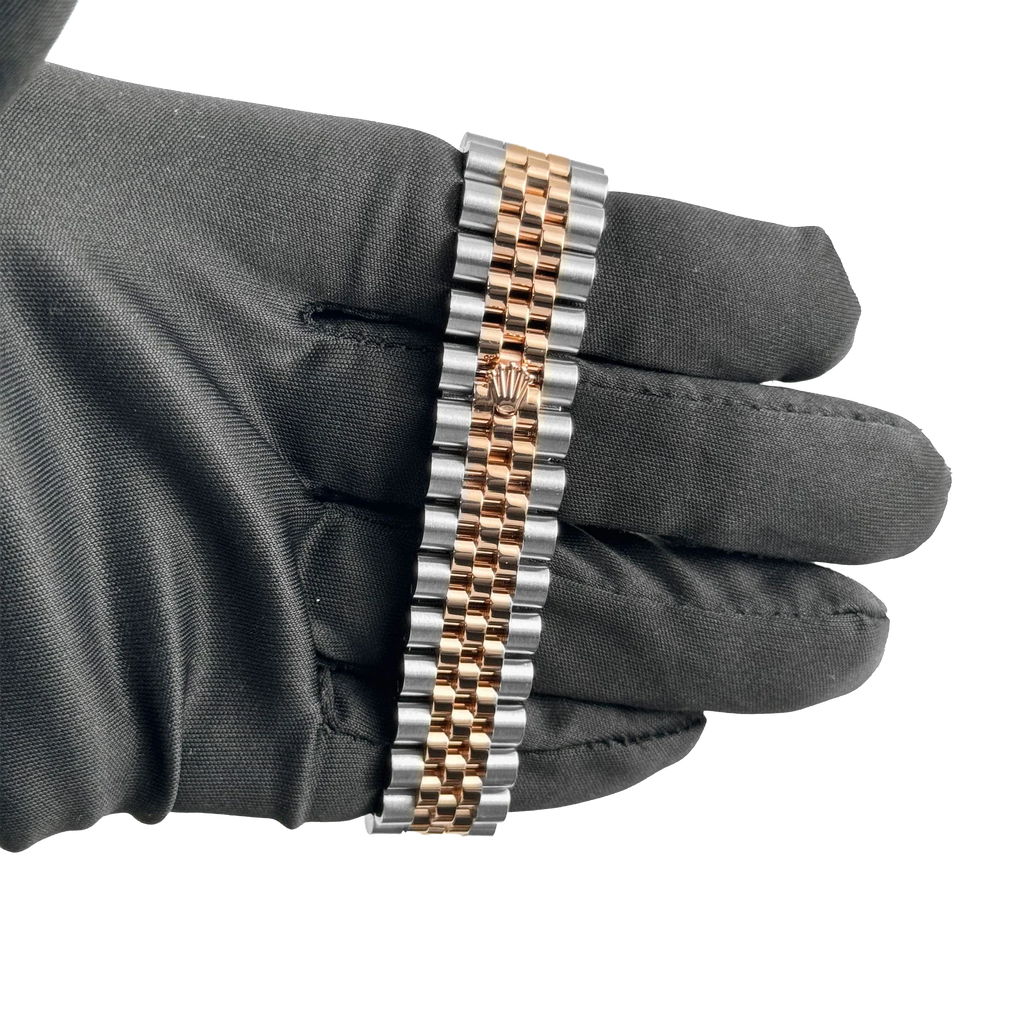 Lady-Datejust 31mm 278381RBR Stainless Steel Rose Gold Brown Roman Numerals Diamond Dial Diamond Bezel Jubilee
