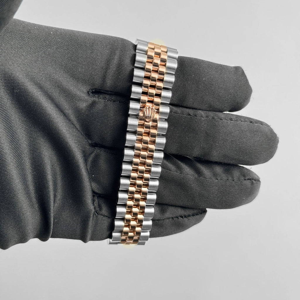 Lady-Datejust 31mm 278381RBR Stainless Steel Rose Gold Brown Roman Numerals Diamond Dial Diamond Bezel Jubilee