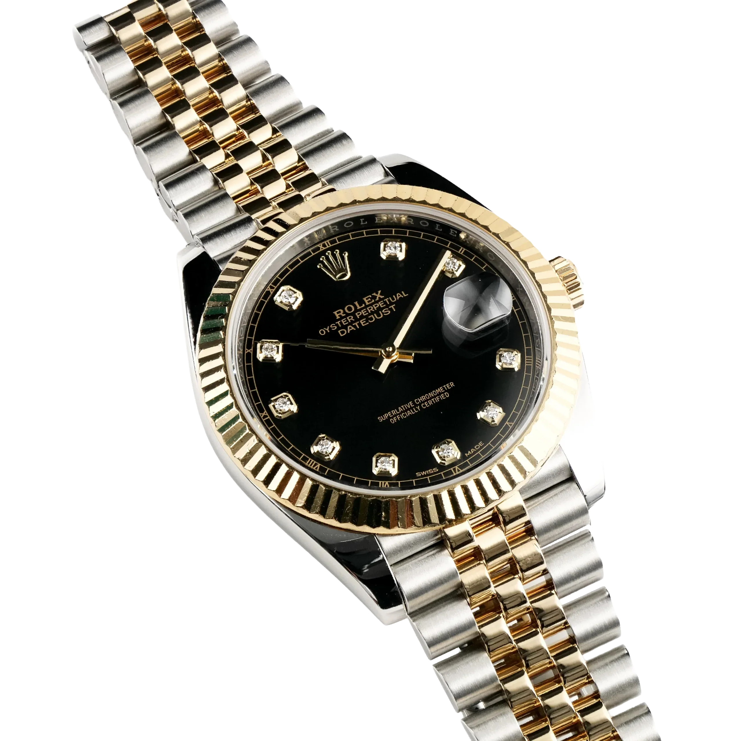 Datejust 41mm Stainless Steel Yellow Gold Black Diamond Dial Jubilee 126333-006