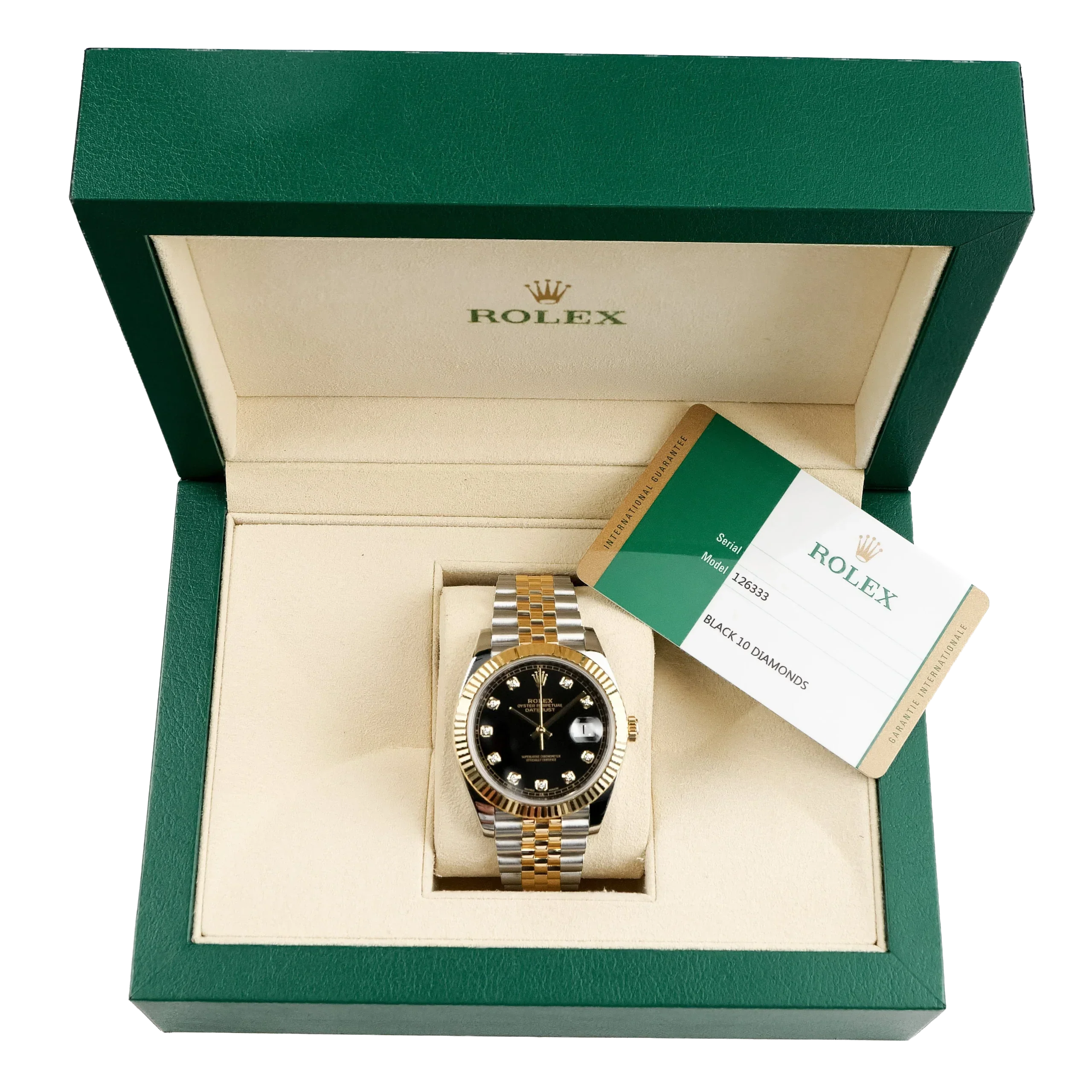 Datejust 41mm Stainless Steel Yellow Gold Black Diamond Dial Jubilee 126333-006