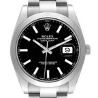 Datejust 41mm Black Dial Smooth Bezel Steel Mens Watch 126300