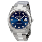 Datejust 41mm Oystersteel and white gold, blue and diamond-set dial 126334-0015