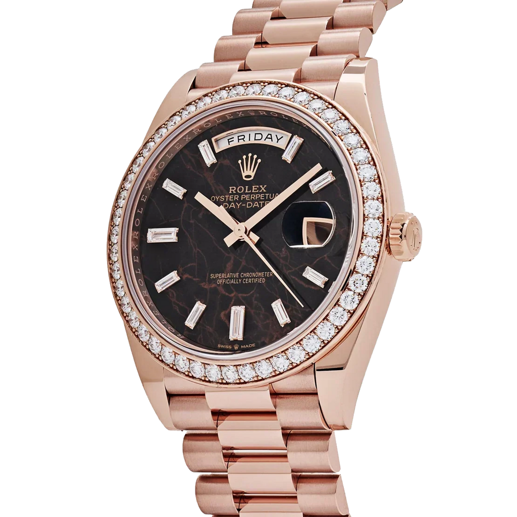 Day-Date 40 228345RBR Rose Gold Eisenkiesel Diamond Dial Diamond Bezel