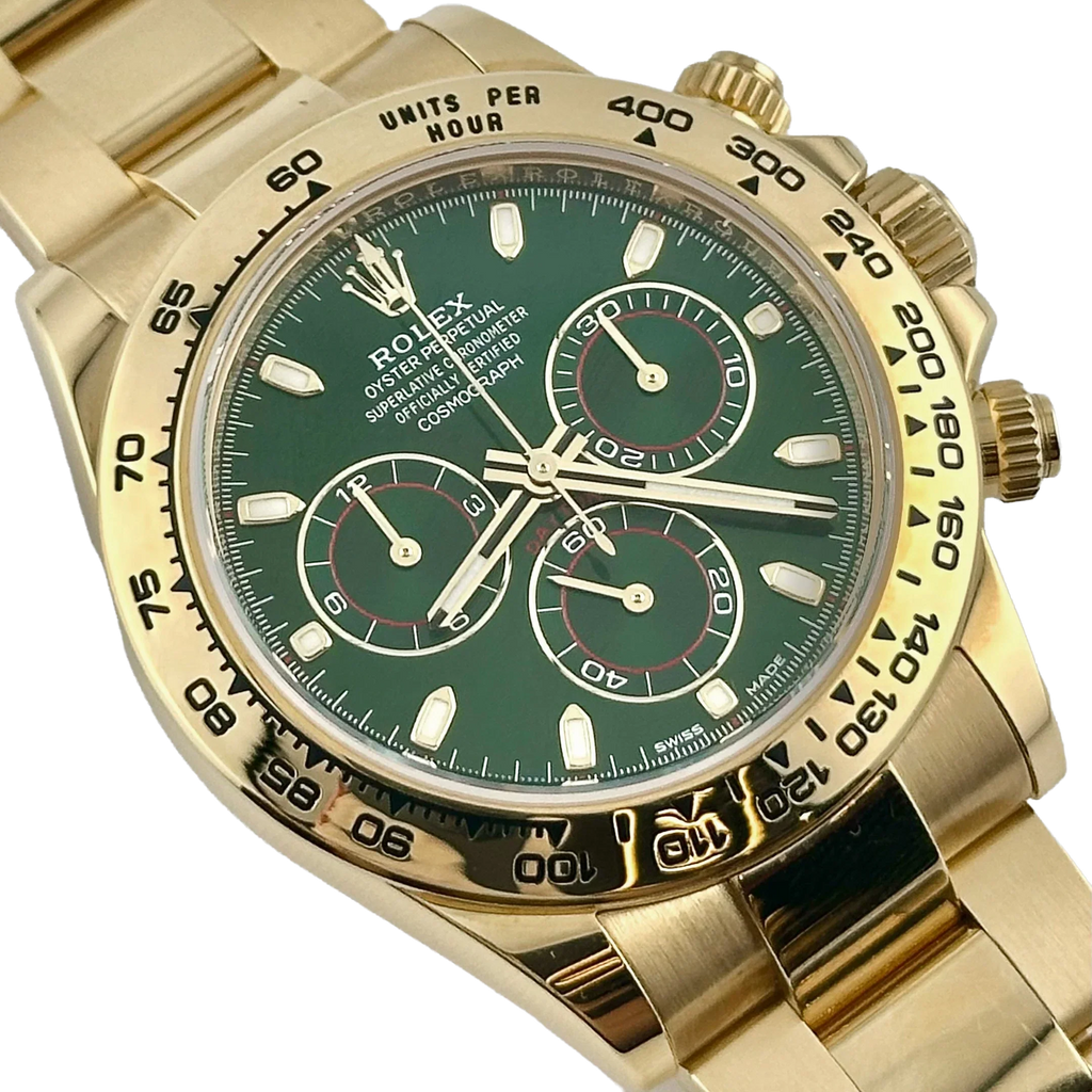 Daytona 40mm Yellow Gold John Mayer Green Dial Mens Watch 116508