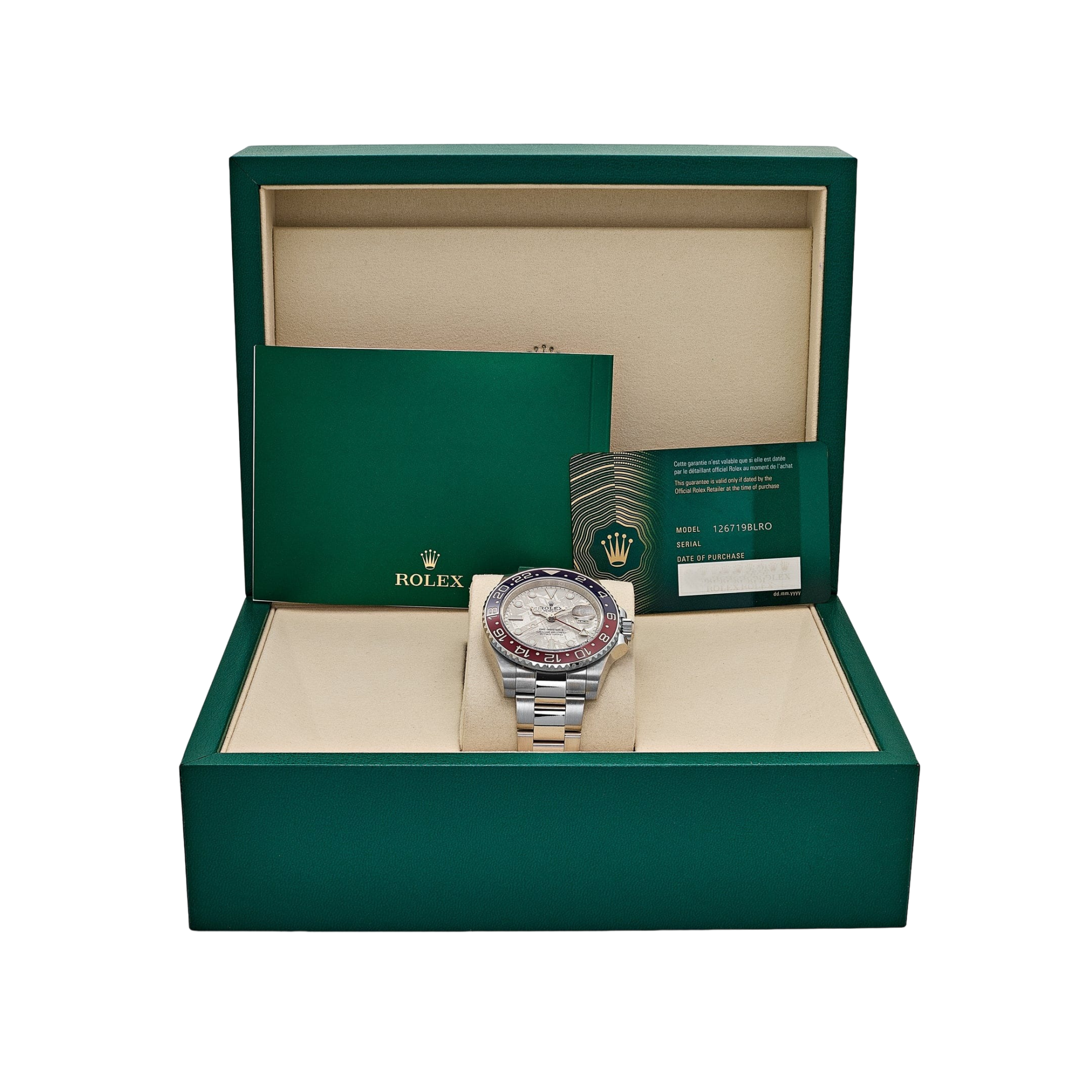 GMT-Master II Pepsi White Gold Meteorite Dial 126719BLRO-0002 New