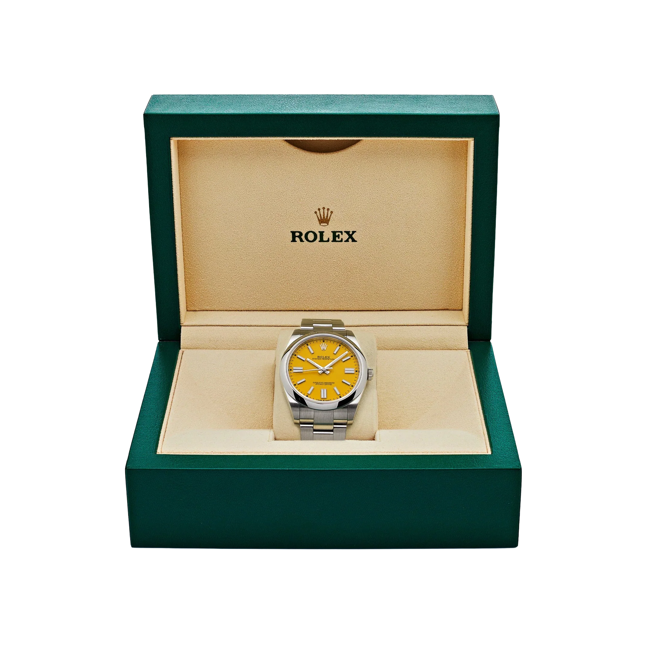 Oyster Perpetual 41mm Stainless Steel Yellow Dial Men Watch 124300-0004