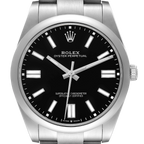 Oyster Perpetual 41mm Black Dial Steel Mens Watch 124300