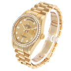 President Day-Date 36mm Yellow Gold Diamond Bezel Mens Watch 118348