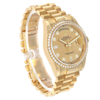 President Day-Date 36mm Yellow Gold Diamond Bezel Mens Watch 118348