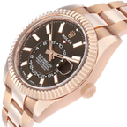 Sky-Dweller 42mm Rose Gold Chocolate Brown Dial Mens Watch 326935