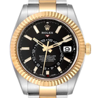 Sky Dweller 42mm Yellow Gold Steel Black Dial Mens Watch 326933