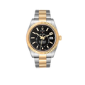 Sky Dweller 42mm Yellow Gold Steel Black Dial Mens Watch 326933
