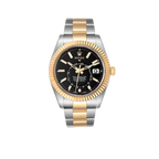 Sky Dweller 42mm Yellow Gold Steel Black Dial Mens Watch 326933