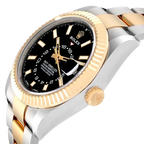 Sky Dweller 42mm Yellow Gold Steel Black Dial Mens Watch 326933