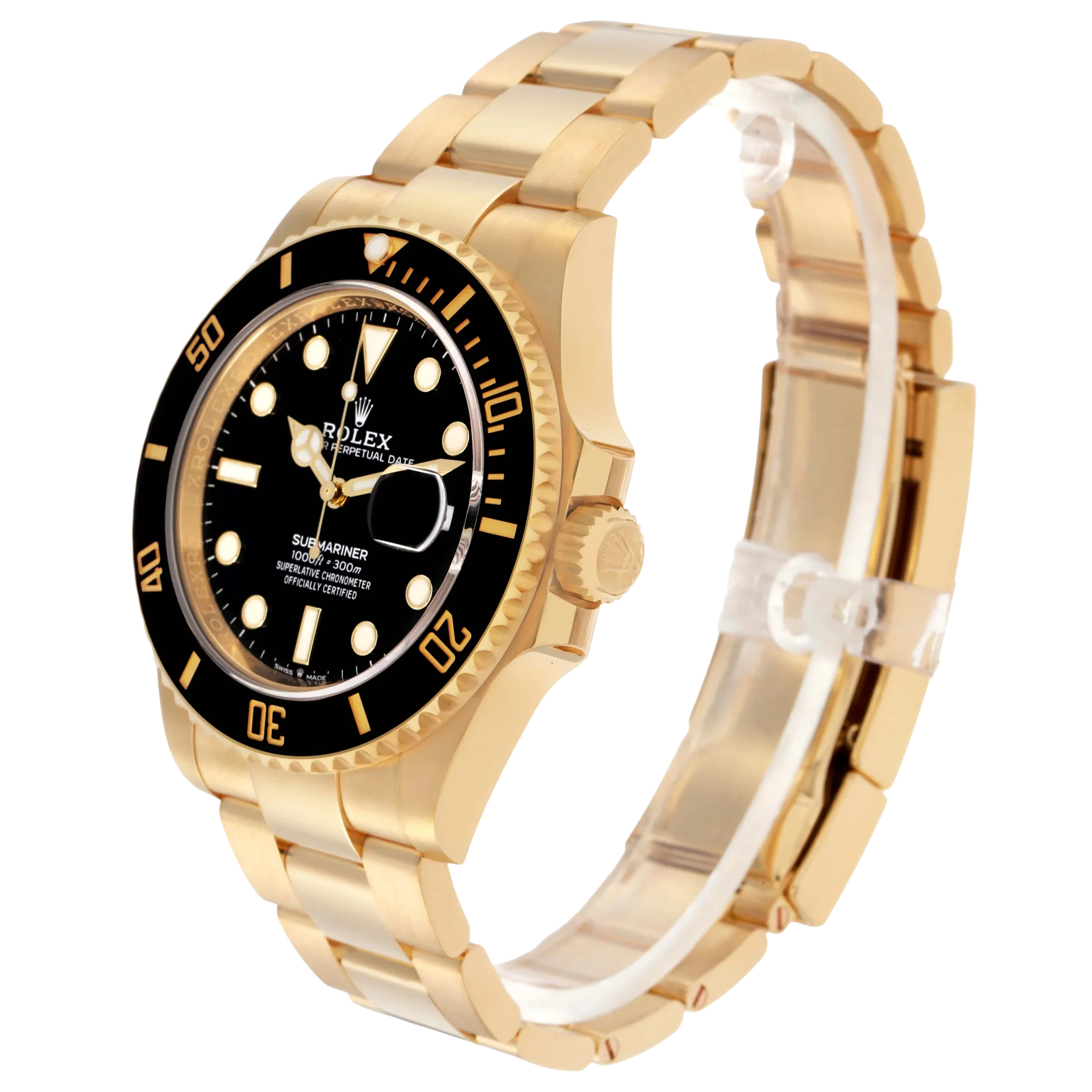 Submariner 41mm Yellow Gold Black Dial Bezel Mens Watch 126618