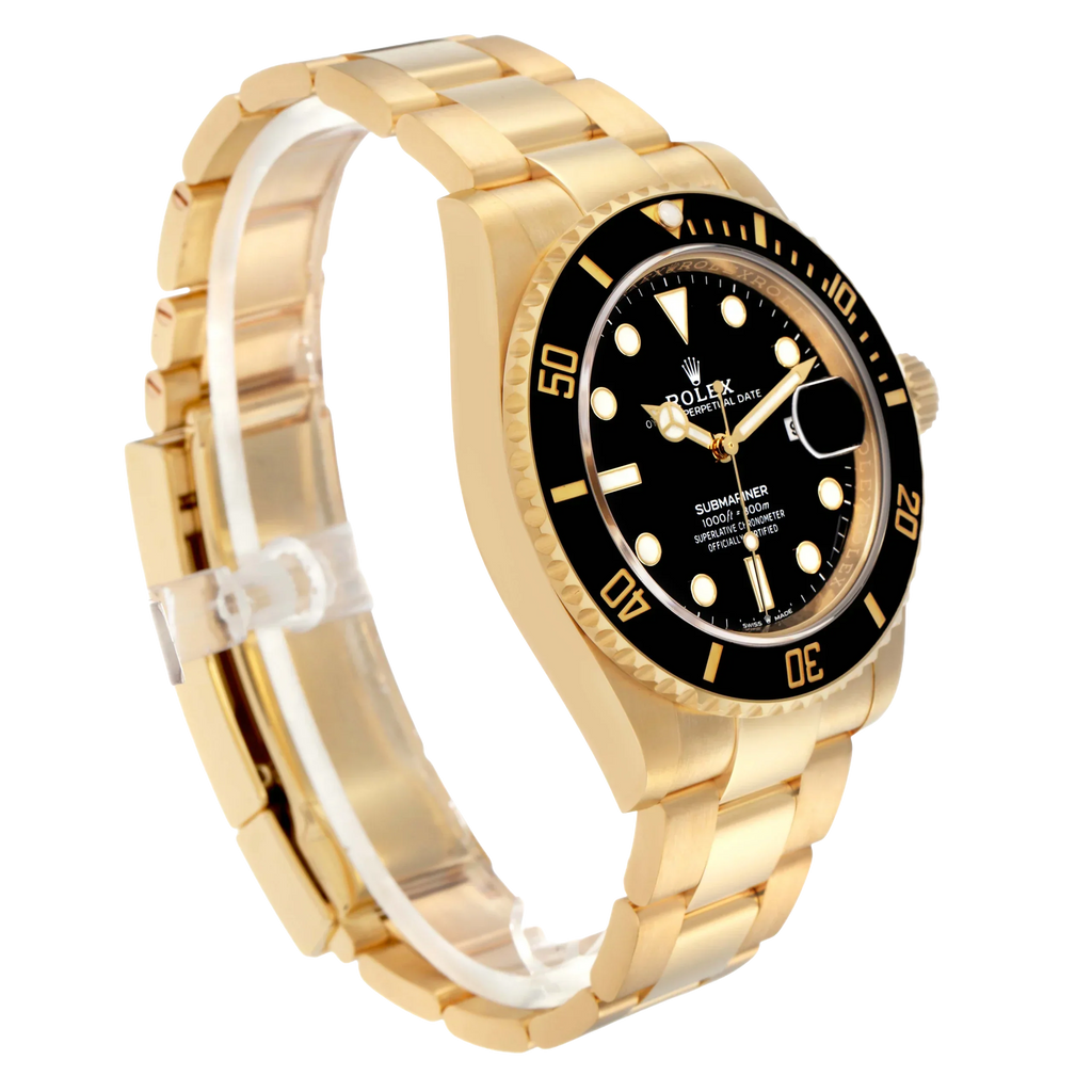 Submariner 41mm Yellow Gold Black Dial Bezel Mens Watch 126618
