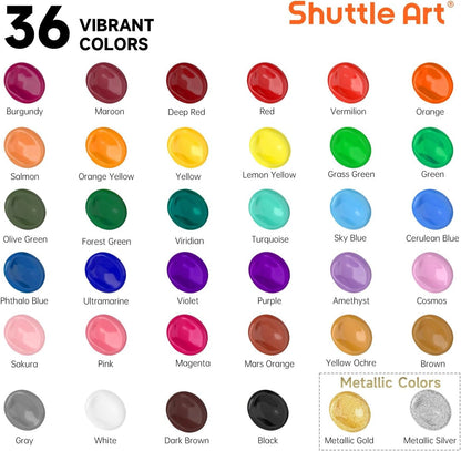 36 Colors Acrylic Paint Set with Brushes & Palette