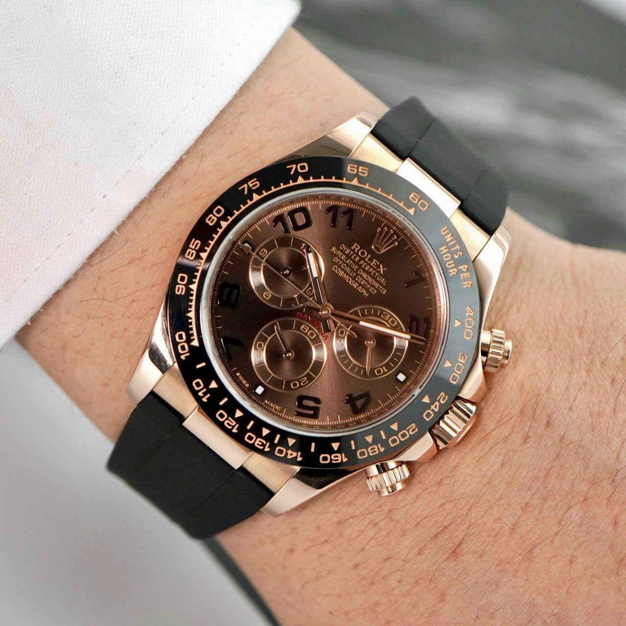 Daytona 40mm Rose Gold Chocolate Dial Mens Watch 116515